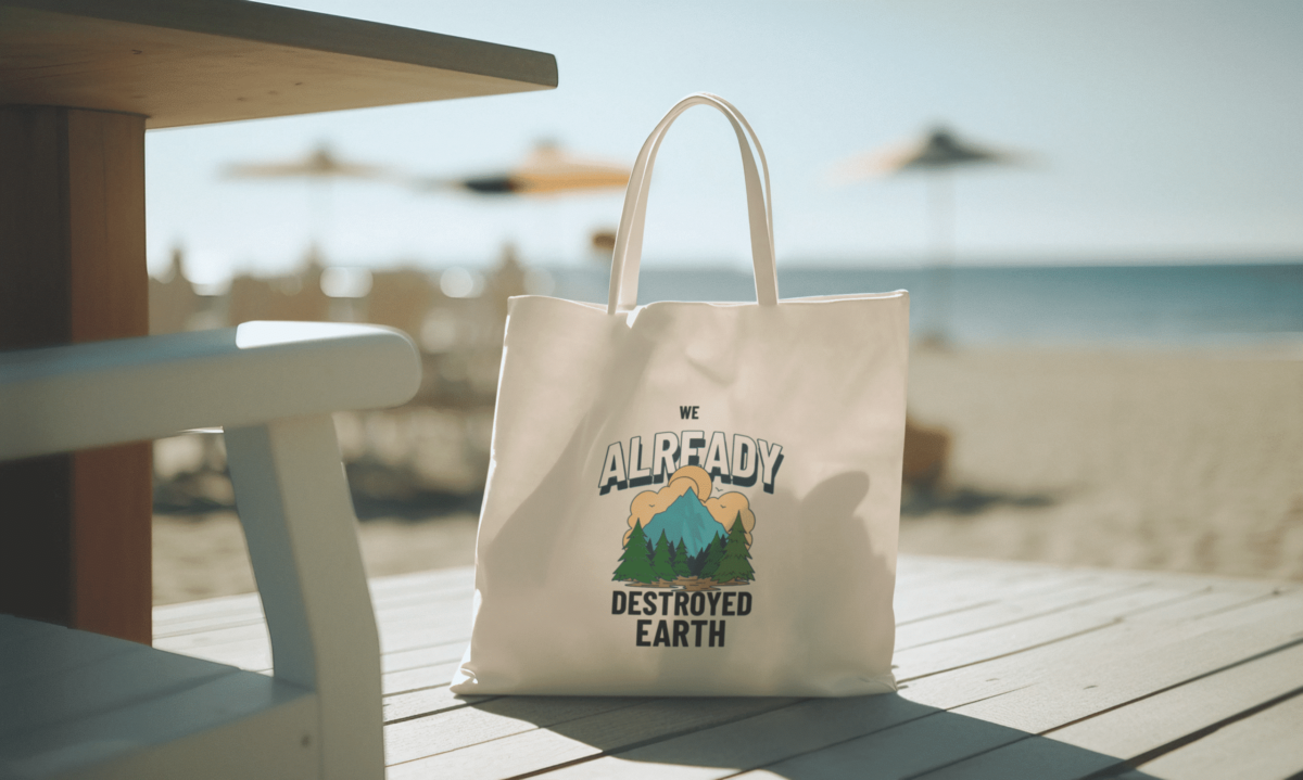 Eco-aware cotton bag for the tired