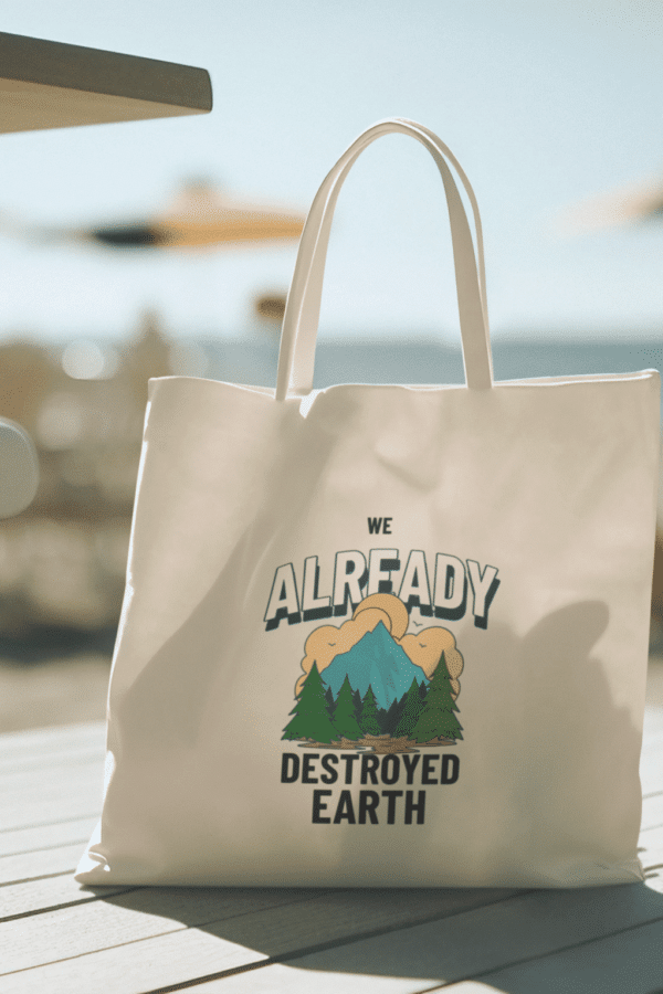Eco-aware cotton bag for the tired