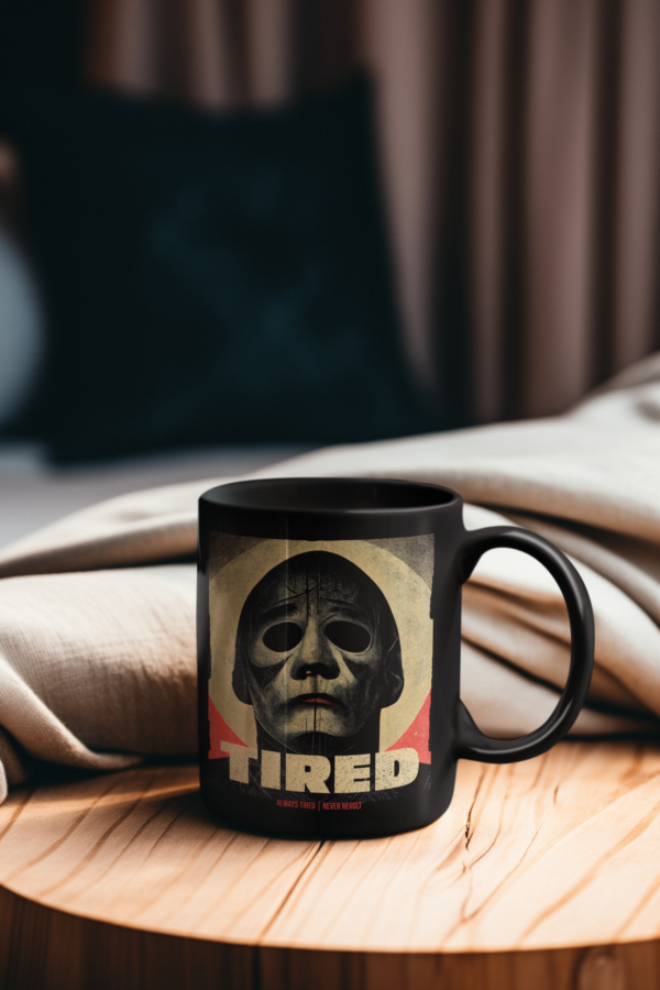 Tired Mask Black Mug